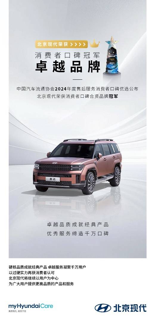 中国汽车售后服务消费者口碑卓越品牌爱游戏平台北京现代获评2024年度(图3)
